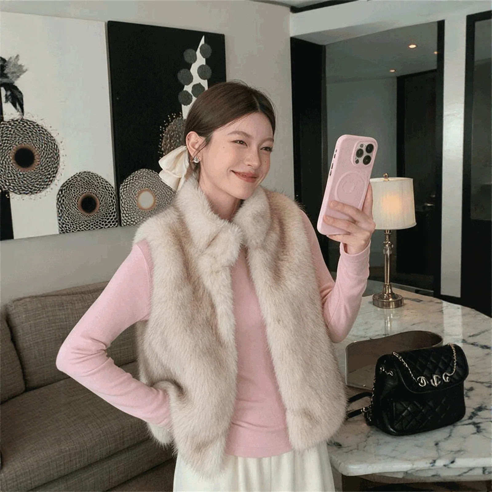 New Faux Fox Fur Women's Autumn Winter Loose Versatile Sleeveless Plush Cape Vest