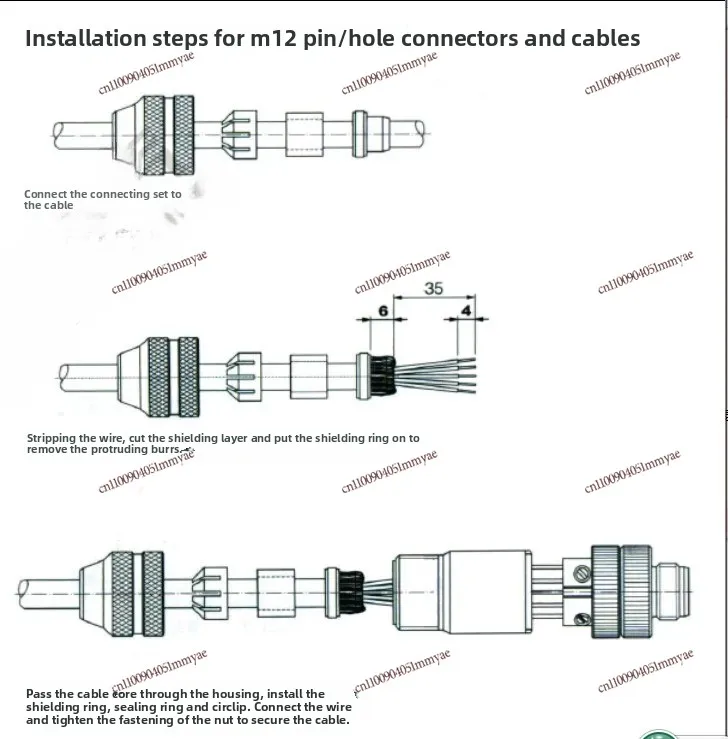 M12 Ethernet All-metal Connector 4 Core 5 Core 8 Core 12 with Shielded ABD Coding ProFINet Aviation Plug