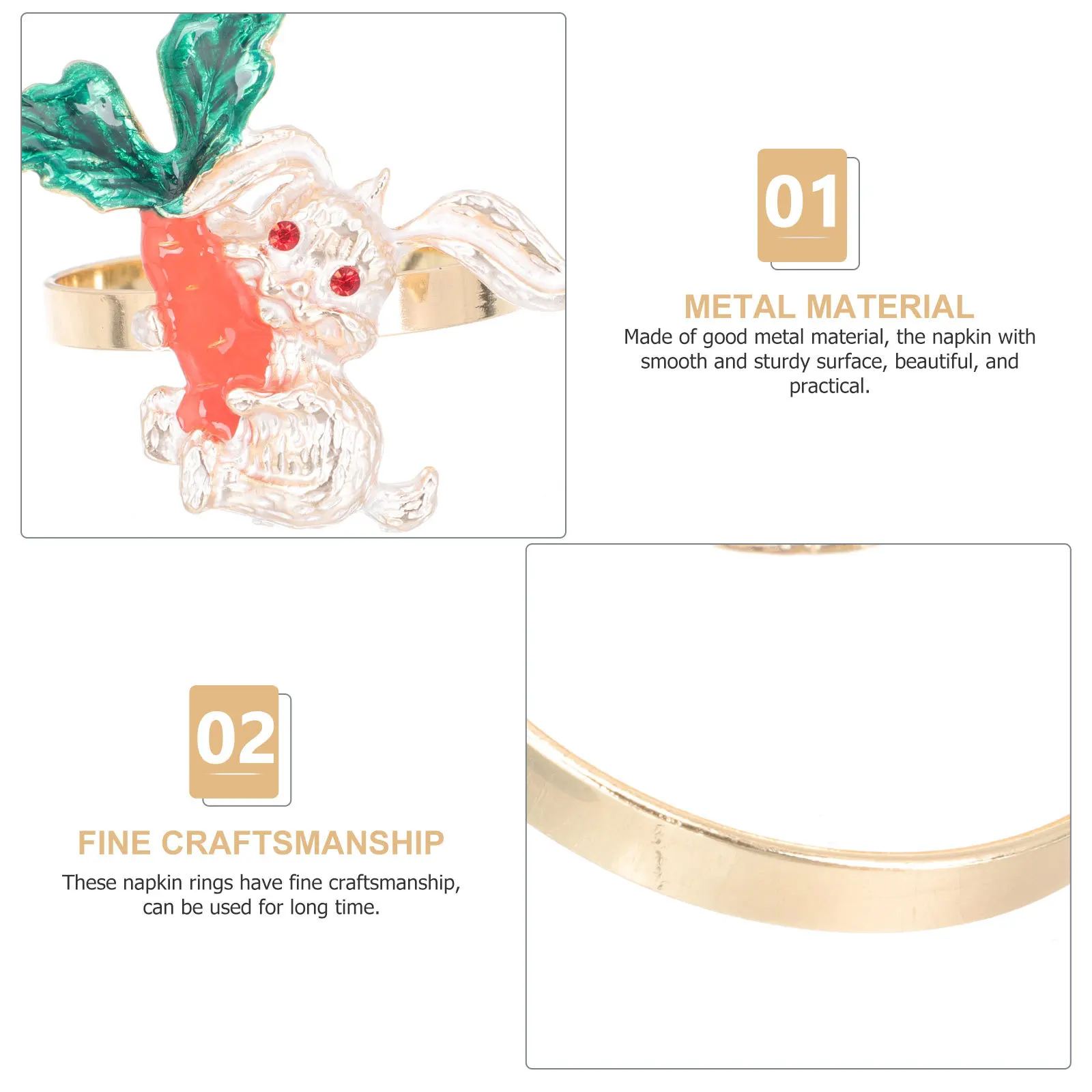 

6Pcs Easter Napkin Holders Rabbit Carrot Design Sturdy Napkin Buckles for Banquet Holiday Gathering Table Adornment Accessories