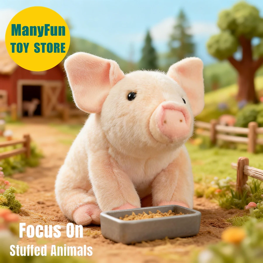 

Реалистичная розовая плюшевая игрушка-свинка, милый плюшевый поросёнок, подарок, коллекционная кукла-свинка для коллекционеров