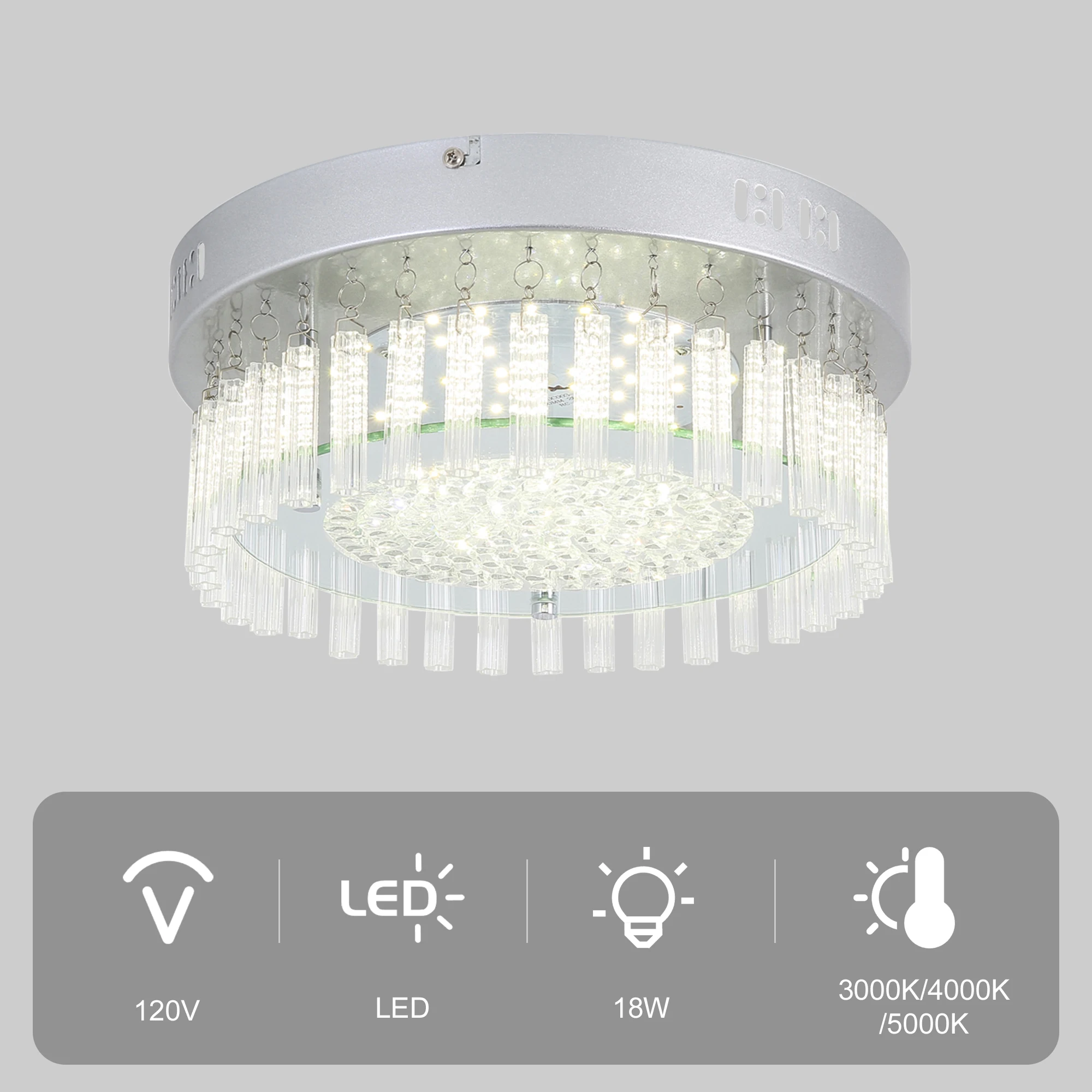 LED Round Crystal Flush Mount Ceiling Illumination Lights Fixtures With led Chips For Foyer Kitchen Island Bedroom