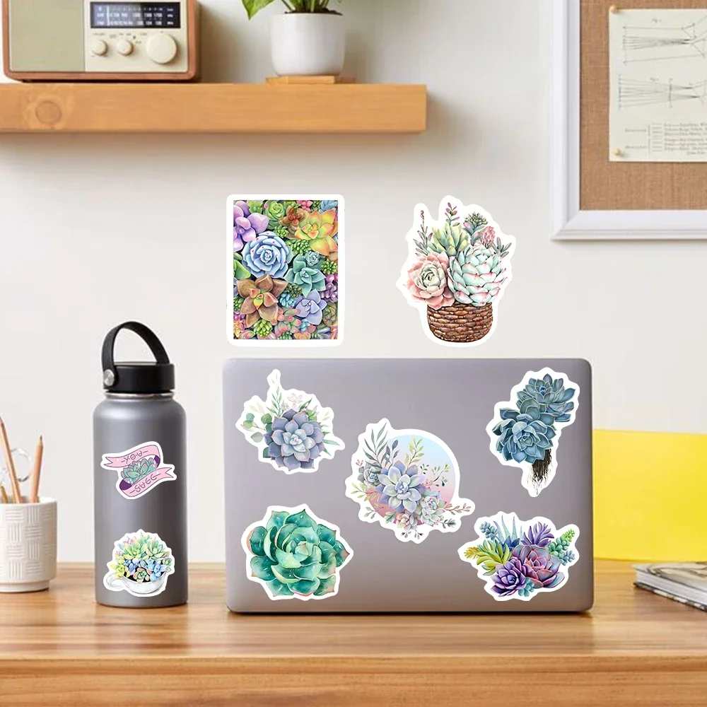 Cute succulent potted plant stickers DIY Toy Gift Decorative Art Graffiti Decal for Phone Luggage Laptop Scrapbook Waterproof