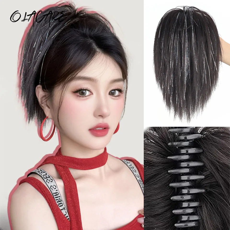 Messy Bun Hair Piece Claw Clip in Hair Buns Hair Piece for Women Straight Short High Ponytail Extension Tousled Updo For Girls