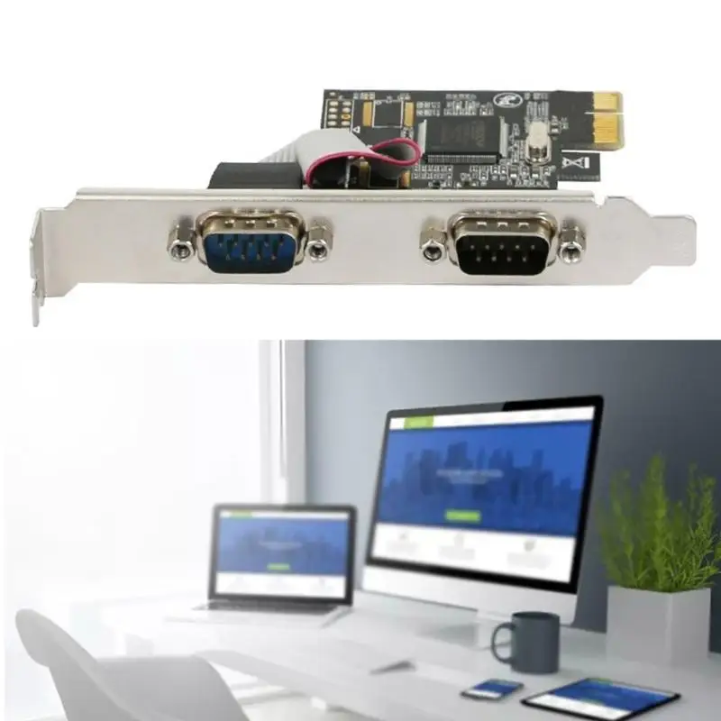 Q84A 2-puerto PCIe RS232 Tarjeta puerto serie PCIe x16 RS232 Tarjeta PCIe Transferencia datos 115200BPS Soporte