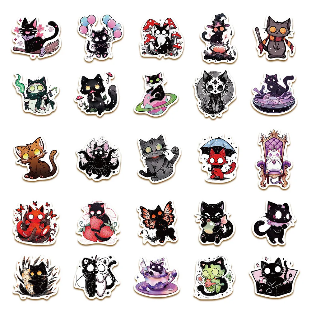 50-Piece Scared Soul Cat Stickers - Waterproof Decor for Notebooks, Laptops, Journals, Phone Cases iPads RecordingYourLife Store