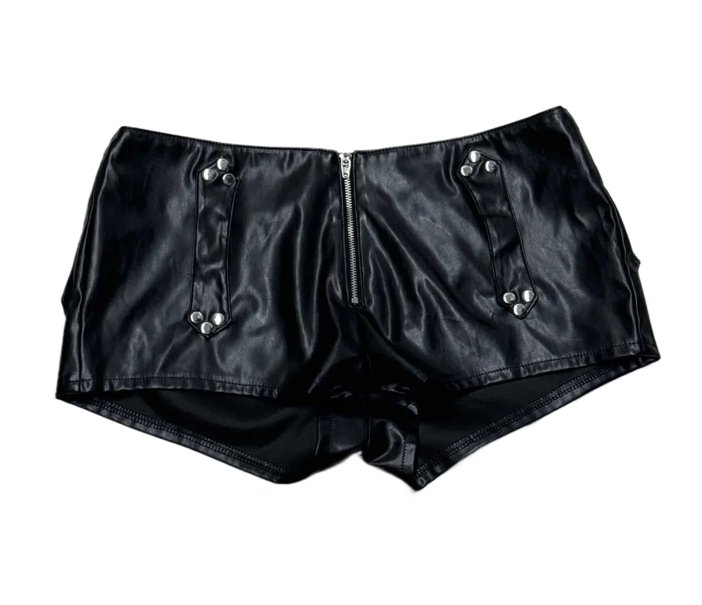 

Сексуальные шорты из искусственной кожи с застежкой-молнией и низкой талией, черные шорты Spice Girl, новинка зимы 2023 г.