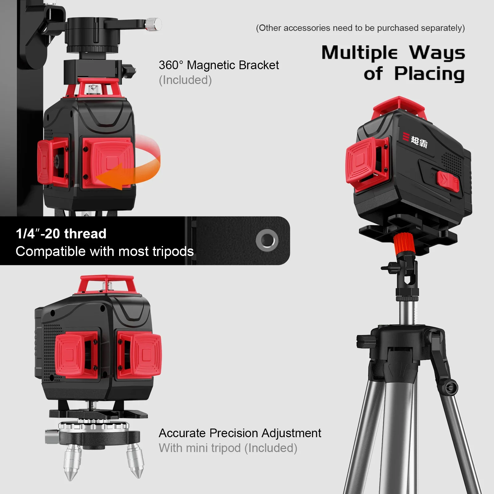 LFINE 16 Lines Laser Level Horizontal And Vertical 360°Self-Leveling Laser Levels With Remote Control Green Beam Lines Tools