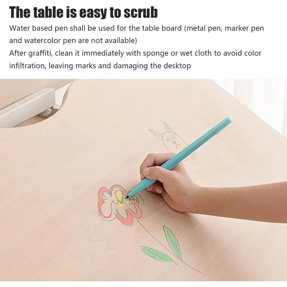 Ergonomic Multi Function Wood Adjustable Kids Study Desk Drafting Table and Computer Station with Book Shelf and Hutch