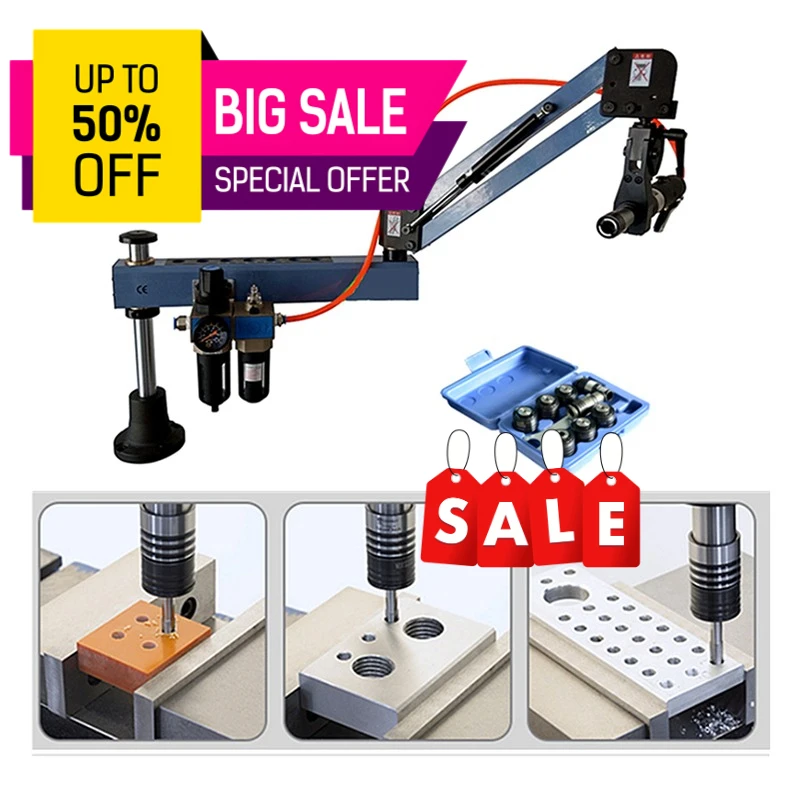 Metal Pneumatic Tapping Machine Drilling Machine M2-M24 Tapper Tap CNC Threading Machine Wire Air Tapping with Chucks