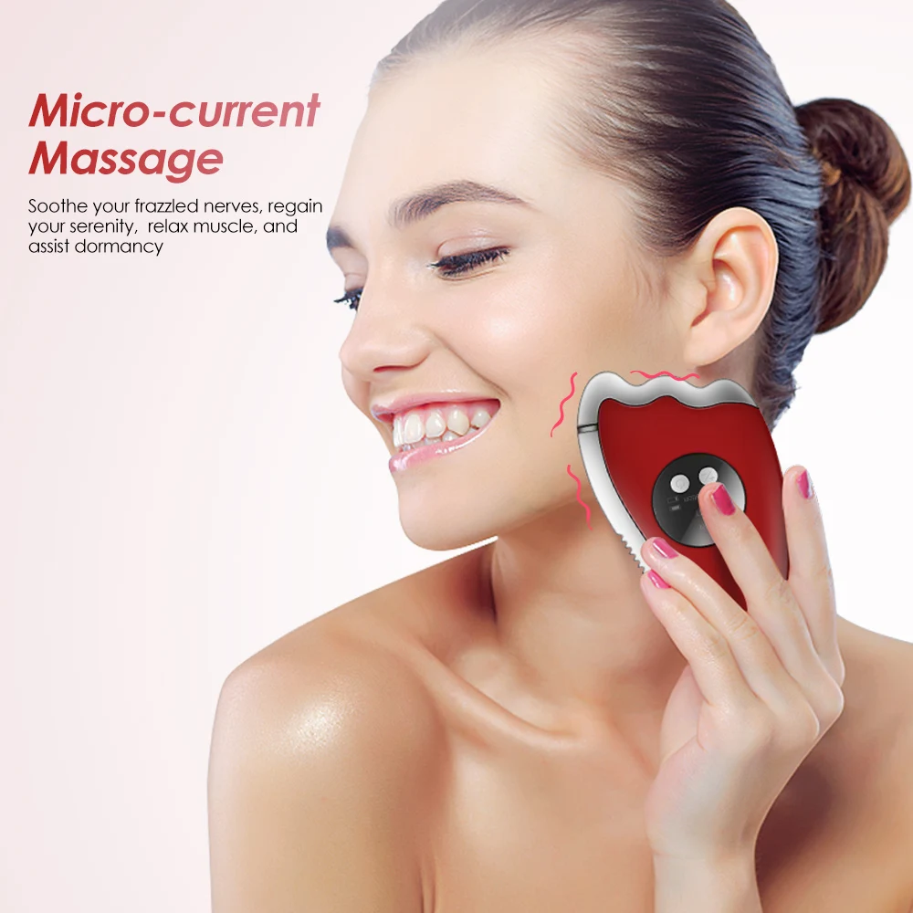 KINGDOM Electric EMS Micro-current Vibiration Massage Guasha Scraping Board Massager Beauty Skin Lifting Facial Body Massager