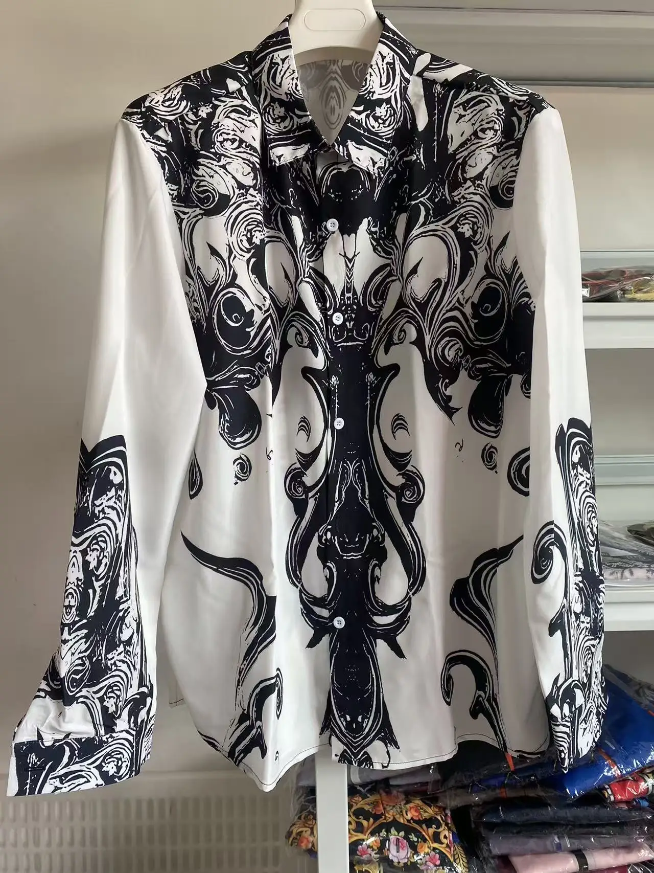 2026 Men's Spring New Arrival Fashion Retro Long Sleeve Lapel Shirt Natural 3D Printing Light Luxury Shirt Men's Casual Formal