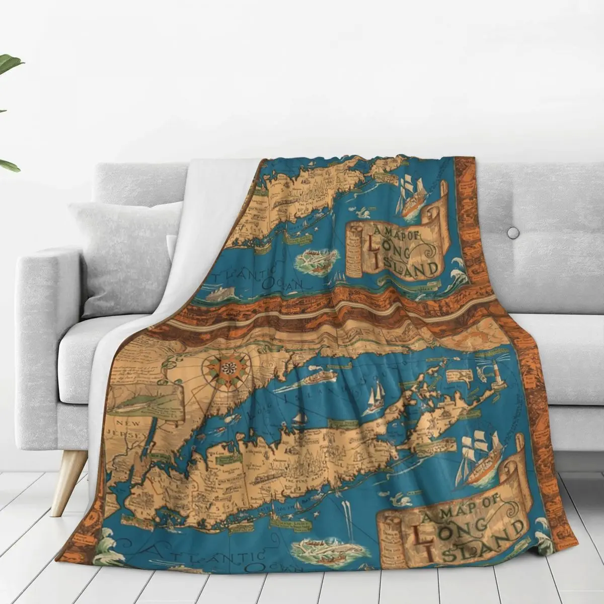 1953 Long Island Map - Special Gift Idea Blankets Flannel Multi-function Throw Blankets Throw Blanket For Home Throws Bedspread