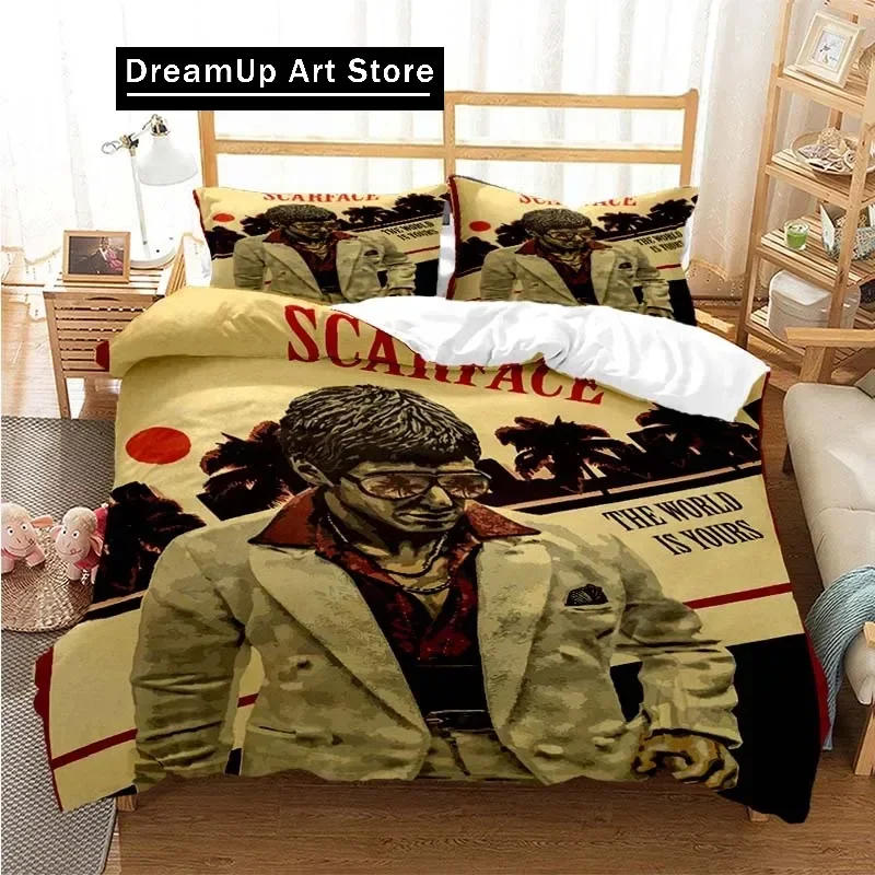 Tony Montana Scarfaces Bedding Set Boys Girls Twin Queen Size Duvet Cover Pillowcase Bed Kids Adult Home Textileextile