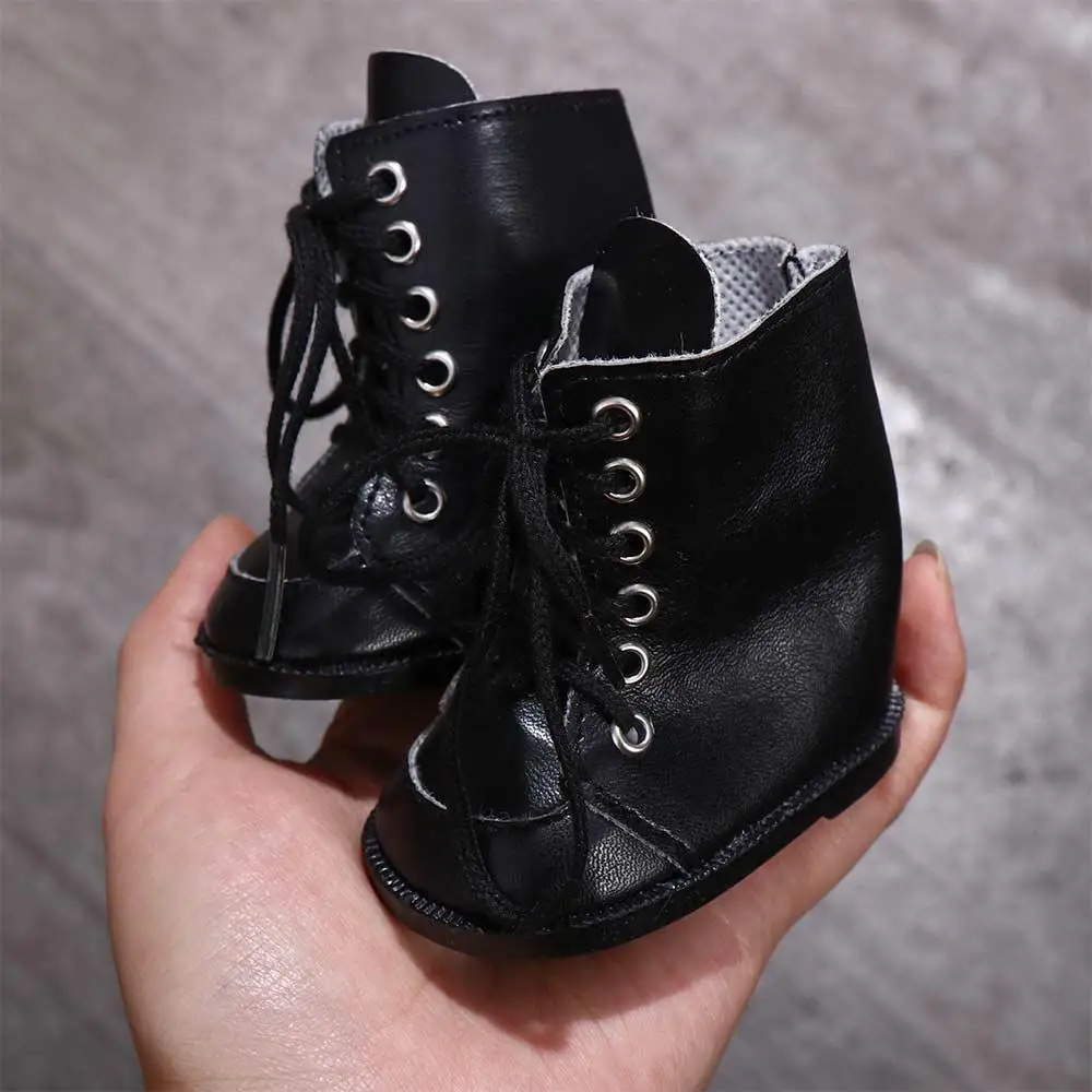 Black Cute Cotton Doll Reborn Doll PU Leather Dolls Accessories Mini Shoes Doll Boots Dolls Shoes