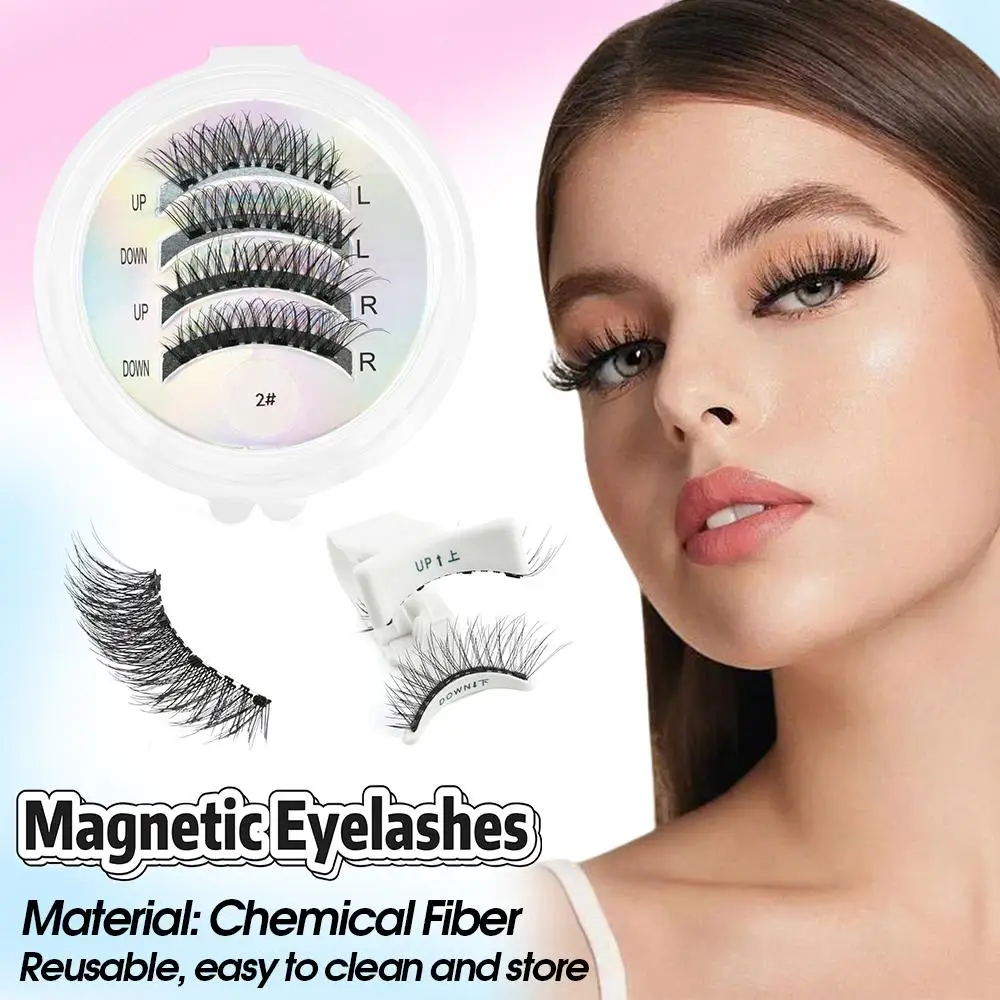 2 paia di ciglia magnetiche 3D riutilizzabili set estensione ciglia morbide e spesse senza colla necessaria kit ciglia dall'aspetto naturale per il trucco degli occhi