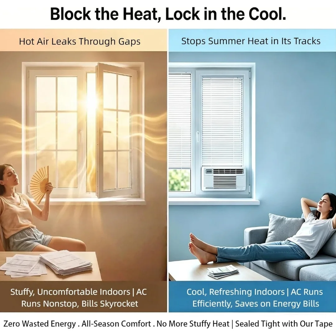 Transparent sealing tape, nano tape is used for windows, doors, and air conditioners to help block airflow, dust, and air leaks