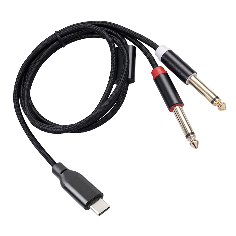 1/2/3M USB C To 1/4inch Audio Cable Flexible USB C To Dual 1/4  Y Splitter Cable for Smartphone Tablet Laptop Amplifier Speaker