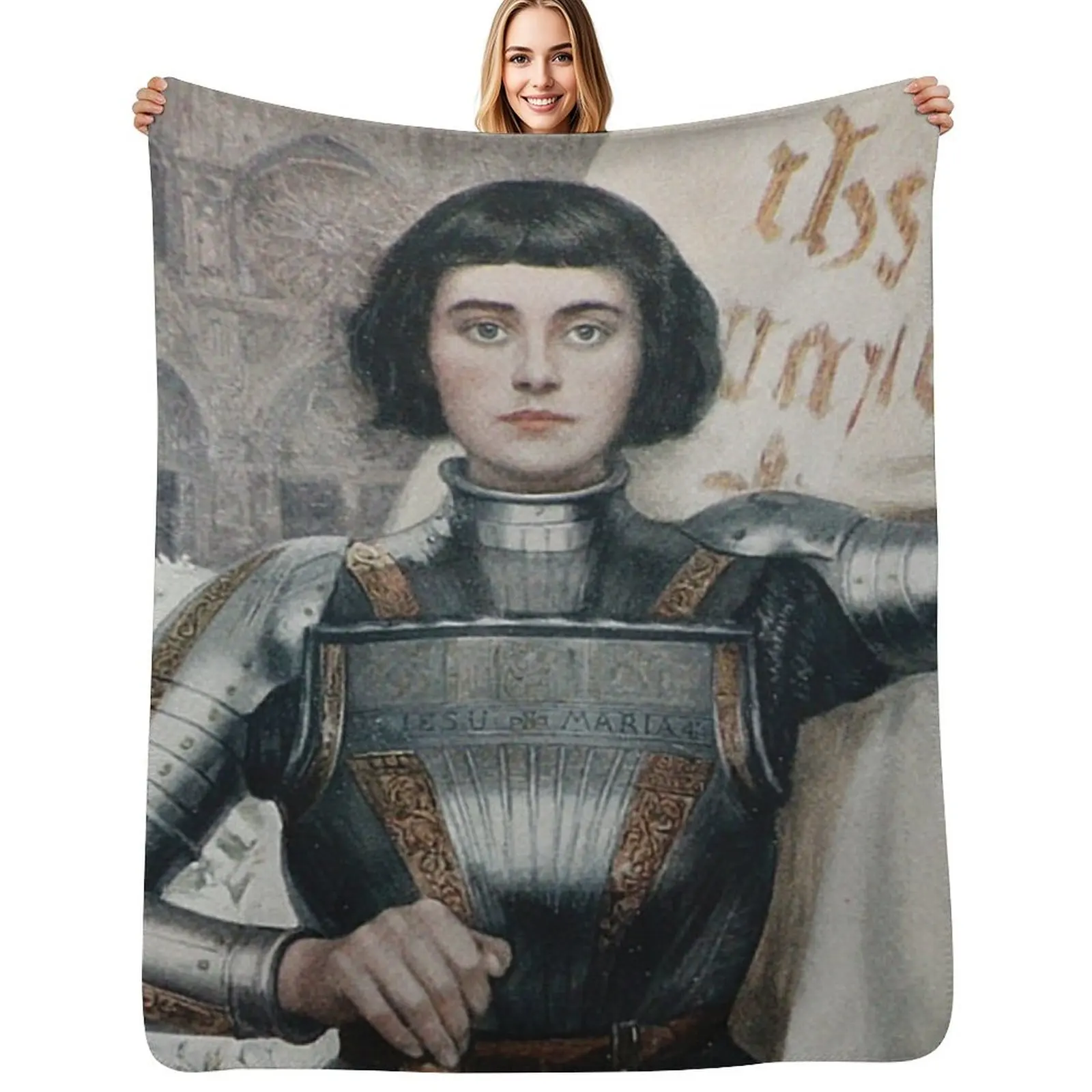 Joan of Arc Throw Blanket Travel Size Cozy Blanket for Plane Train