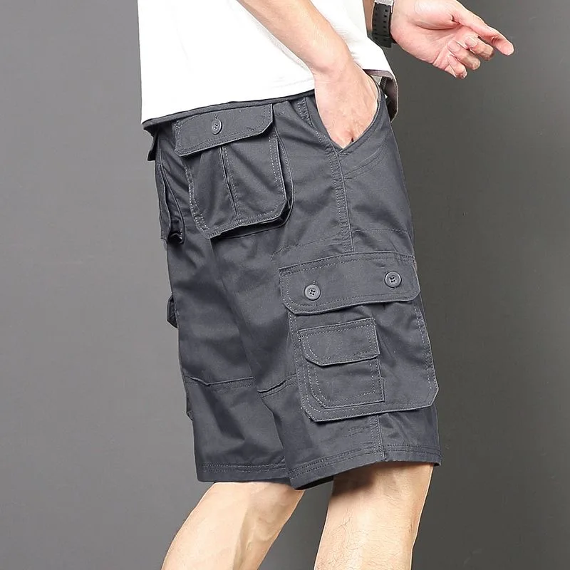 Summer Fashionable Sports Pure Cotton Straight Leg Multi-pocket Cargo Shorts Men's Casual Loose Plus Size High Quality Shorts