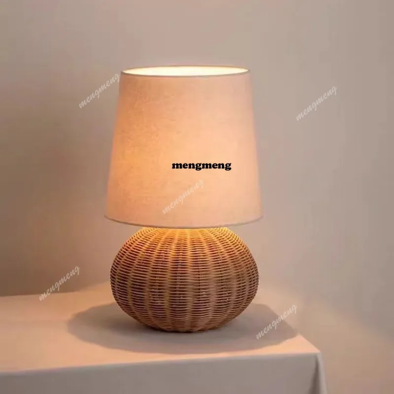 Bamboo art medieval bedroom retro bedside lamps B & B store designer rattan art weaving atmosphere desk lamp