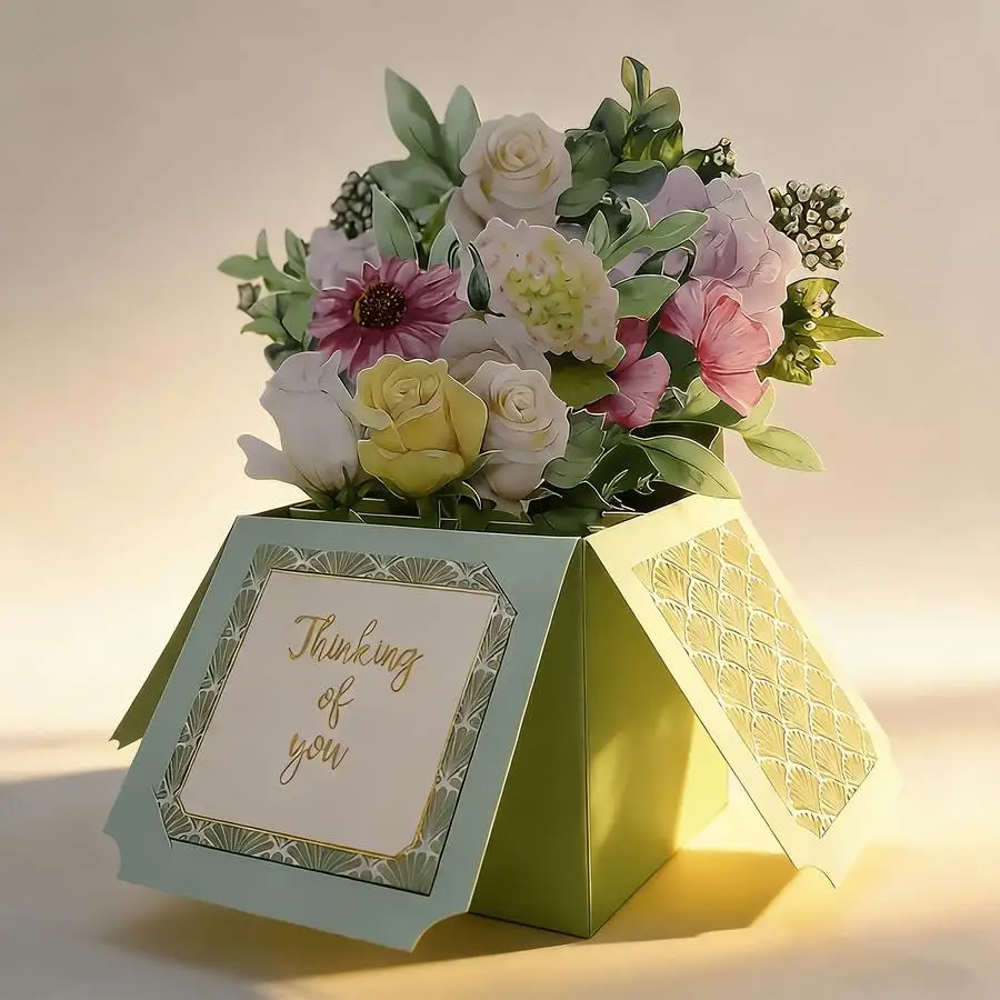 1/5/10/20/50/100pcs 3D Pop Up Flower Bouquet Greeting Card Thinking of You Gift for Birthday Mother's Day Funny Positive Mini It