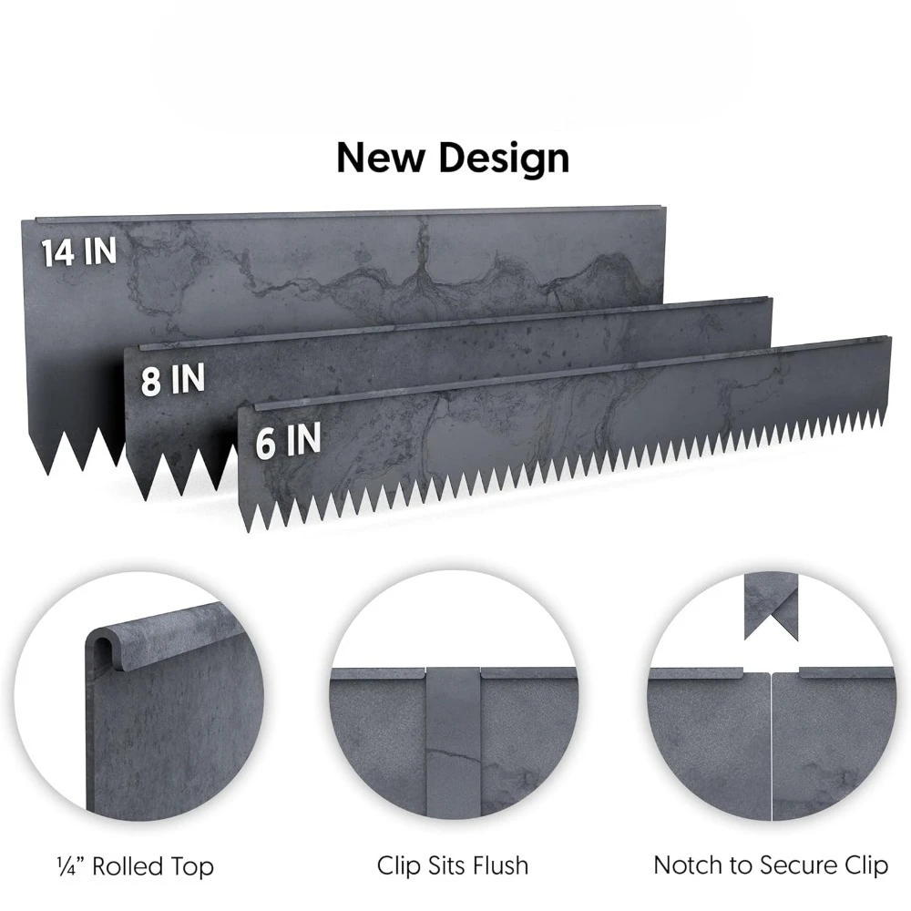 5 عبوات من حواف المناظر الطبيعية المطرقة الرمادية، شرائط 48 بوصة، عمق 6 بوصة 1/4 بوصة، قمة مستديرة من الفولاذ COR Ten، شديدة التحمل - ترقية جديدة #2