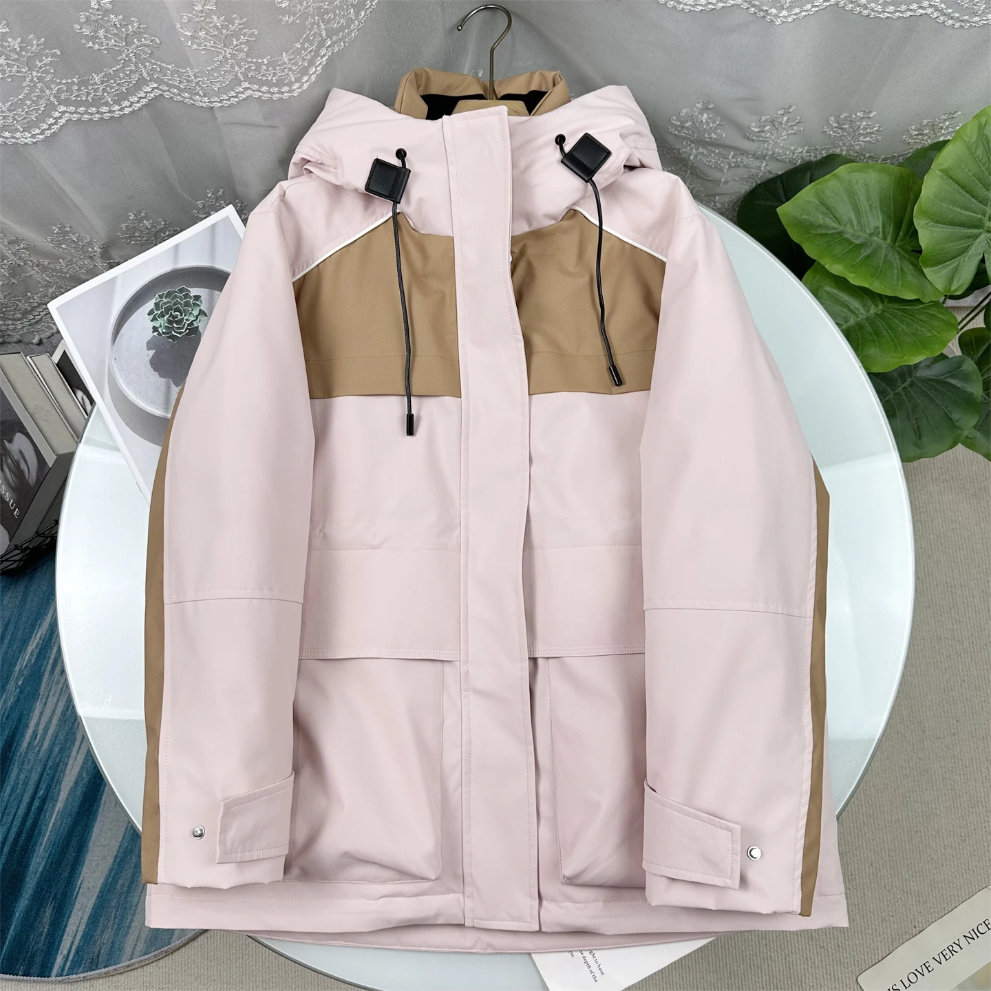 

Dingjian Outdoor Women's Hooded down Jacket Duck down Climbing Clothes Outerwear Color Block Design Winter Warm Thickened
