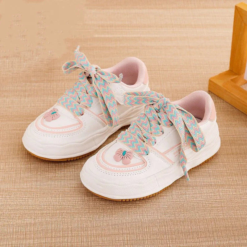 Huili Casual Sneakers 2023 Spring New Fashion Girl Princess Shoes Kids' Breathable Small White  Sports Shoes