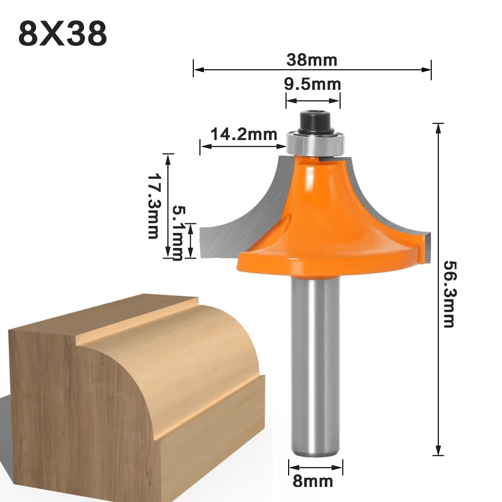 1PC 8MM Shank Milling Cutter Wood Carving Round Over Edging Router Bit Straight End Mill Trimmer Cleaning Flush Trim Router Bit