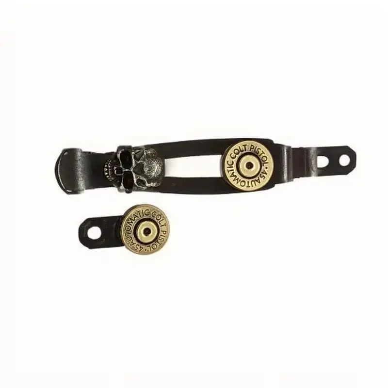 2 Type 1 Set Hand Made Brass Skull Steel Pocket Clip and Filler Tab for Hinderer XM18 3.5”DIY Replacement Accessories