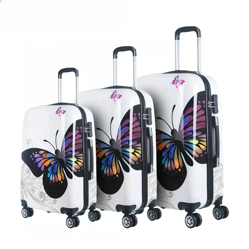 

16" 20" 24" 28" Butterfly Print Trolley Suitcase Travel Bag PC Luggage