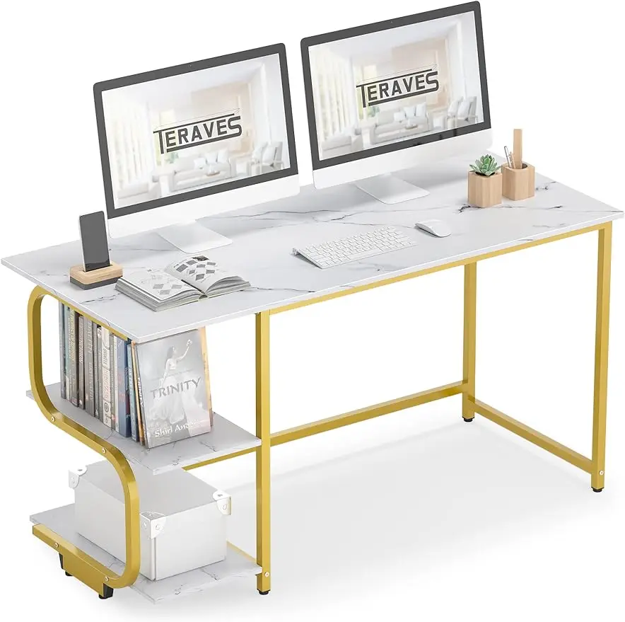 

Modern Reversible Computer Desk with Shelves,Gaming Desk for Home Office ,Durable and Sturdy (47in,Multiple Colors)