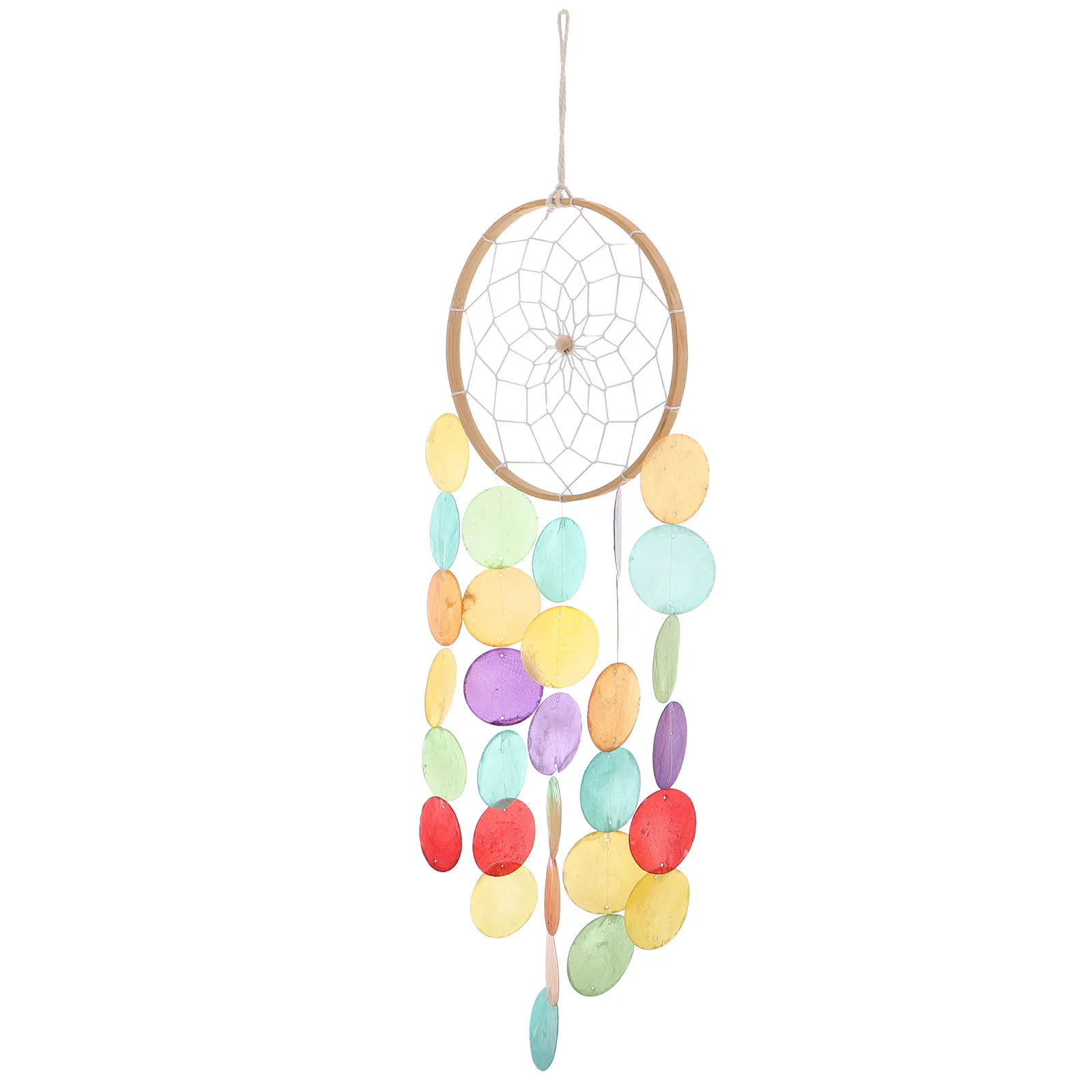 Seashell Wind Chime Dreamcatcher Design Handcrafted Beach Home Decor Hanging Shell Wall Ornament for Bedroom Living Room Patio