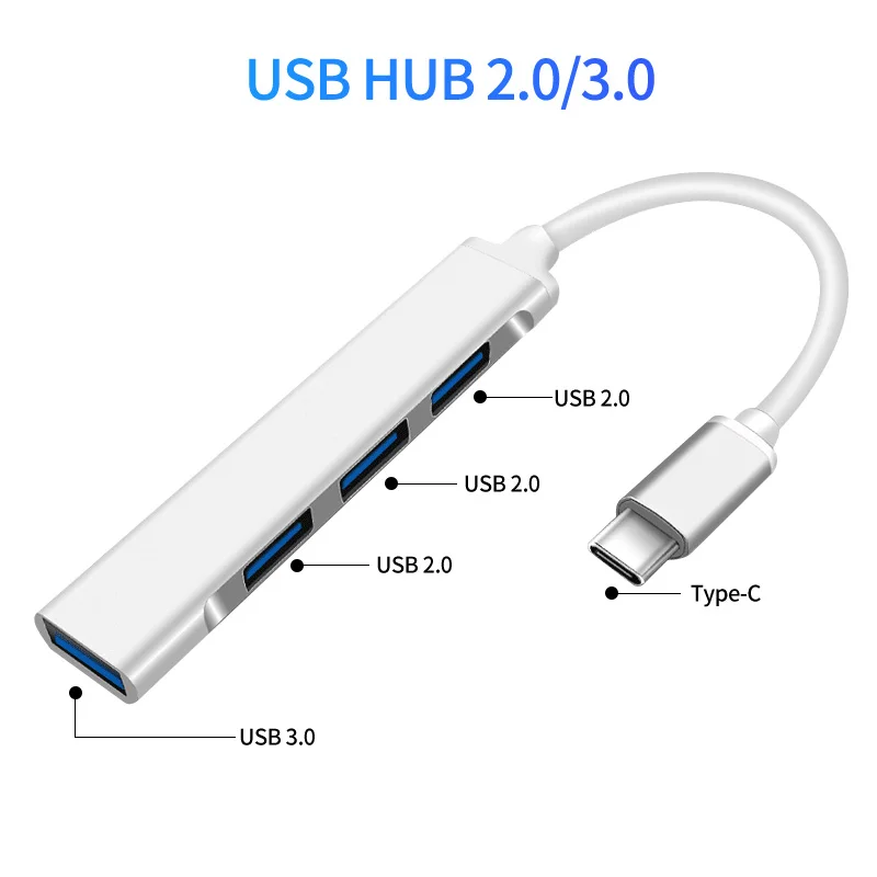 USB Type C HUB 3.0 2.0 Type-C 3.1 Multi 4 Port Splitter Adapter OTG Metal shell For Samsung Macbook Pro Air Pc Computer Notebook