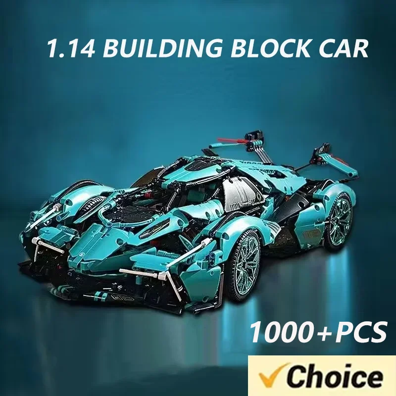 1:14 Super Car Racing Building Blocks 1000+PCS Set Technical Expert Sport Vehicle Model Power Moc Bricks DIY Kids Birthday Gifts