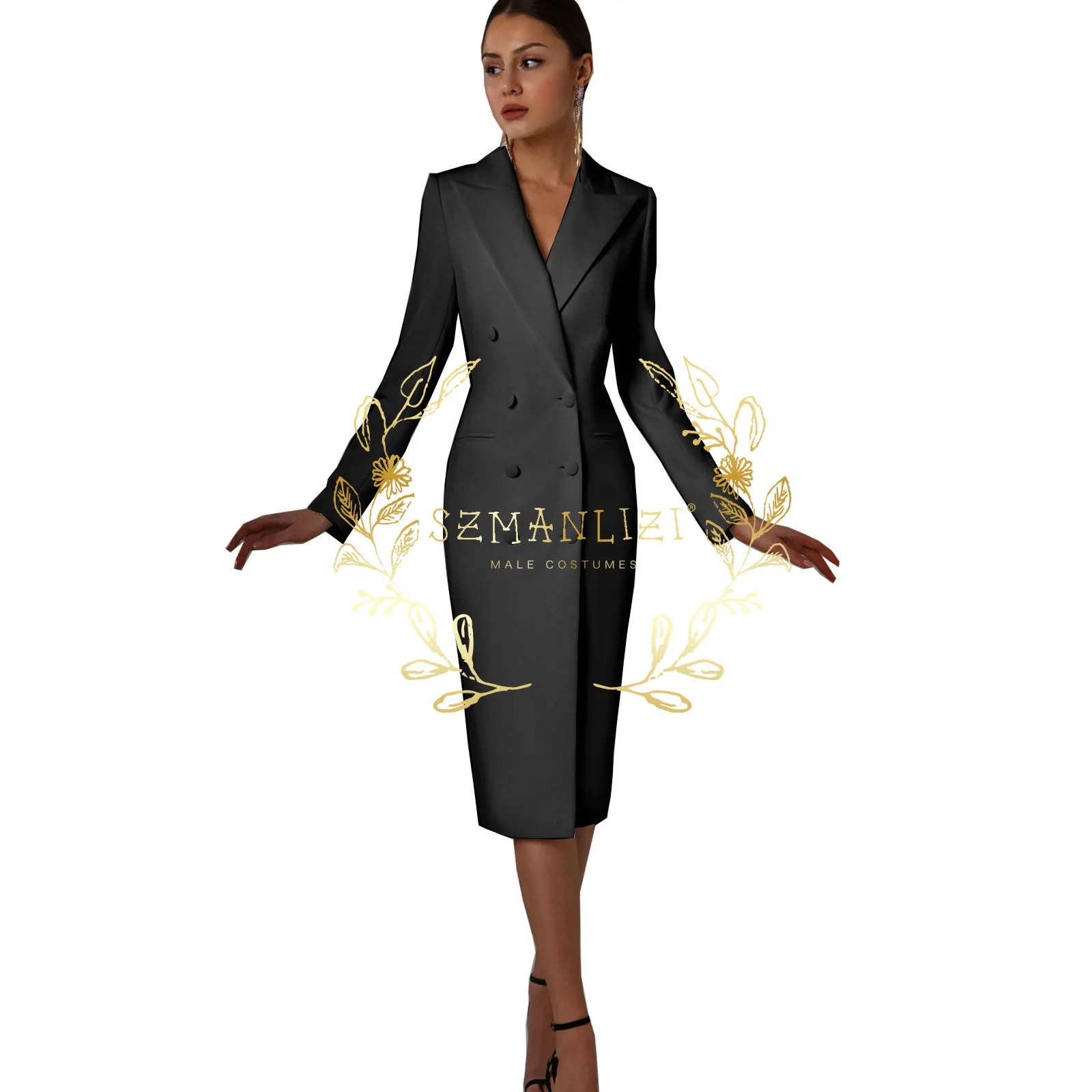 White Double Breasted Women Long Jacket Suits Peaked Lapel Ladies Prom Evening Guest Formal Wear Custom Made Dress Blazer