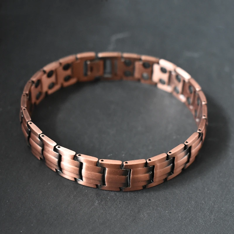 سوار مغناطيسي للنساء من النحاس النقي للعلاج بالطاقة الحيوية أساور سلسلة هندسية فايكنغ على اليد مجوهرات عصرية