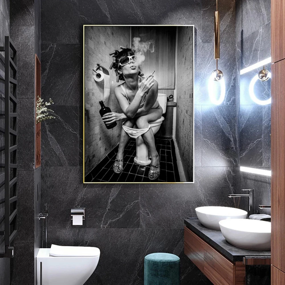 Toilet Beauty Funny Modern Canvas Painting Print On Poster Home Decor Wall Art Decoration Picture For Living Room Frameless