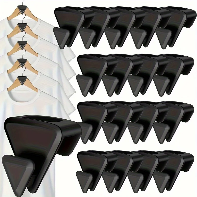 30pcs Ultra-Premium Ruby Space Triangles Hanger Hooks - Triple Closet Space Value Pack - Black