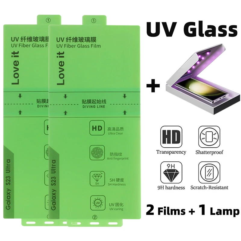 2in1 HD Fingerprint Unlock Support Self-adhesive UV Curing Screen Protector For  Samsung Galaxy S21 S22 S23 Plus Ultra