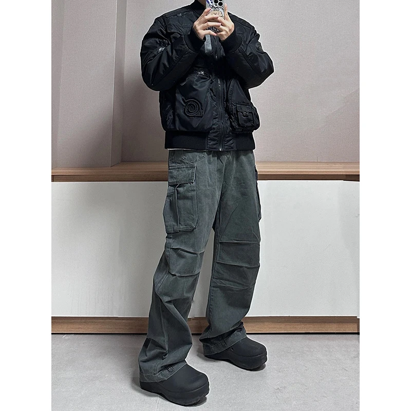 

Мужские рабочие брюки на весну-осень, прямые, с множеством карманов, прочные, повседневные, молодежные, стильные