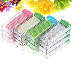 50Pcs/Box Oral Care Disposable Plastic Toothpicks With Brushes Travel Teeth Cleaning Tool Two-Head Dental Floss Toothpick Random