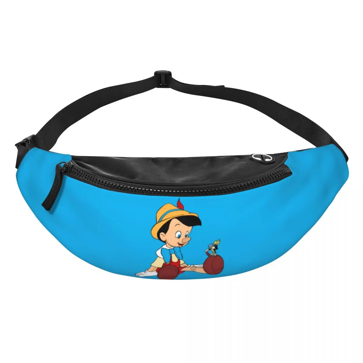

Custom Cartoon P-Pinocchio Fanny Pack Women Men Crossbody Waist Bag for Camping Biking Phone Money Pouch