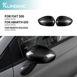 Real Hard Carbon Fiber Cover For Abarth 595 595C 695 Fiat 500 2012-2017 2018 2019 2020 2021 2022 2023 Car Rearview Mirror Cap