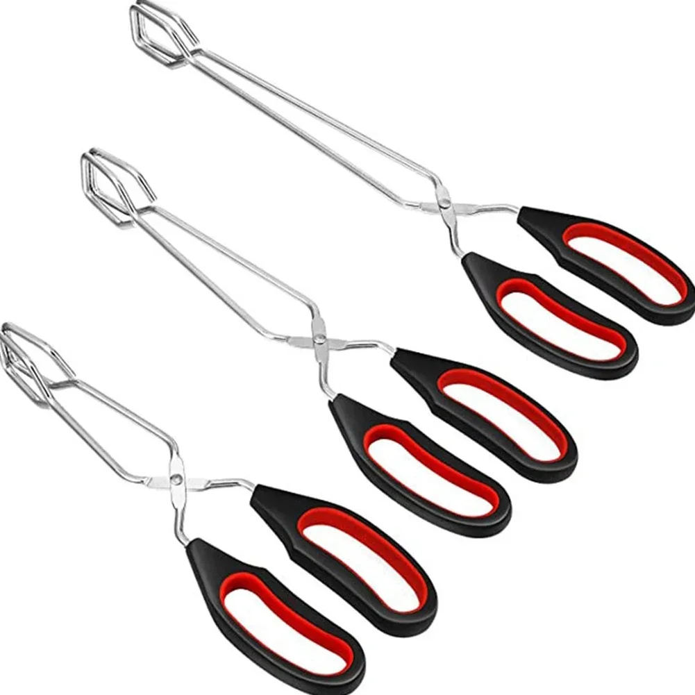 Scissor Bread Tongs Bar Kitchen Extended Food Forceps Food Tong Long Handle Red & Black Tools Utensils Accessories