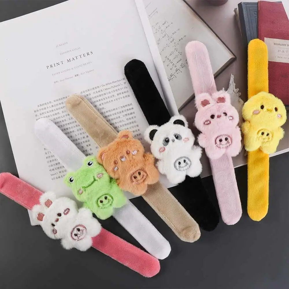 with Clap Circle Panda Bracelet Plush Toy Panda Frog Bear Rabbit Animals Plush Bracelet Toy Soft Fun