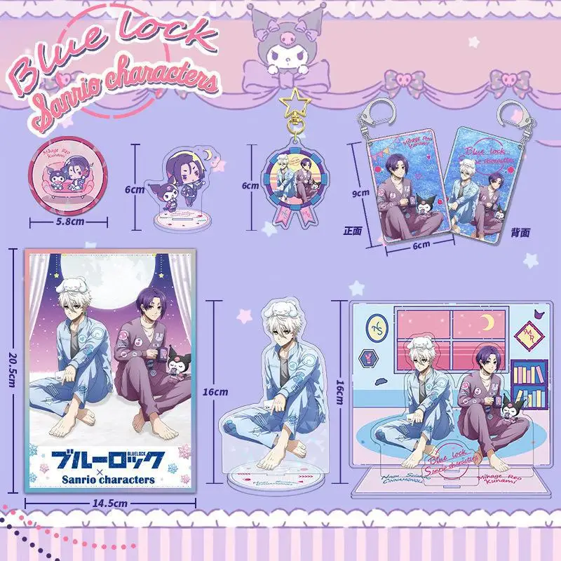 Blue Lock Sanrio Series Seishiro Nagi Cinnamoroll Peripherals Acrylic Stand Reo Mikage Kuromi Metal Badges Collectibe Nagi Toys