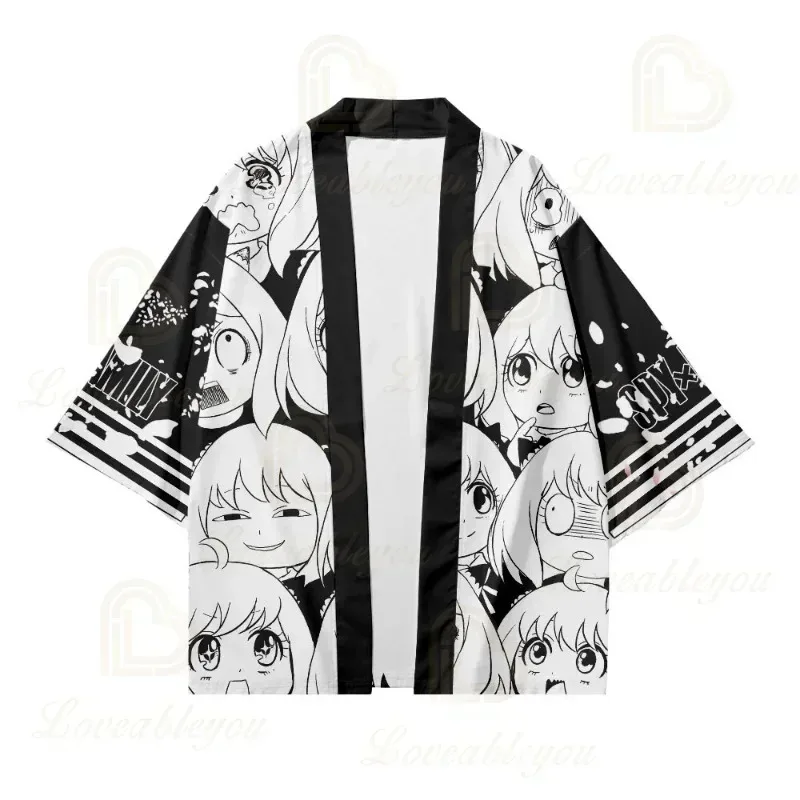 Anime SPY×FAMILY Japón kimonos Ania Haori dibujos animados Cosplay camisa abrigo mujeres hombres ropa de verano niños niñas pijamas x;3, v'6.f;9