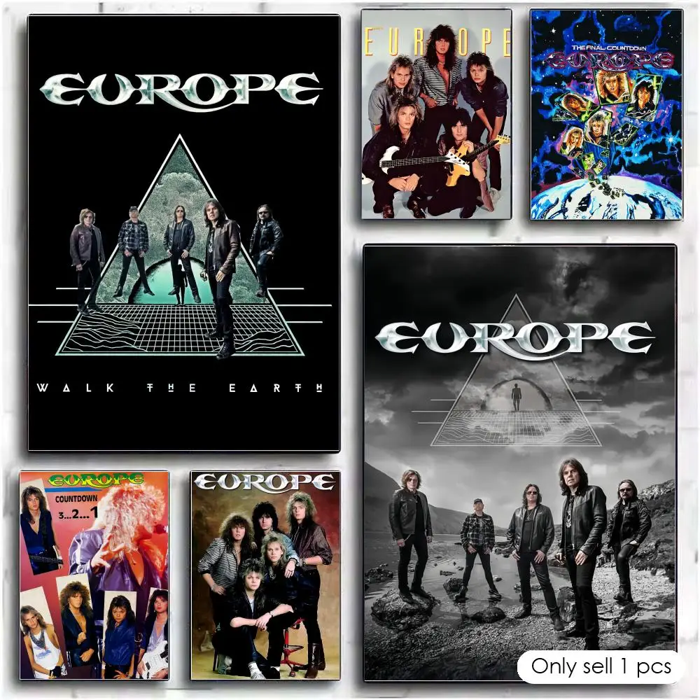 Rock Band E-Europe Poster Modern PP Paper Wall Art Sticker Minimalist Decorative for Cafe Office Bar Home Wall Decor Gift