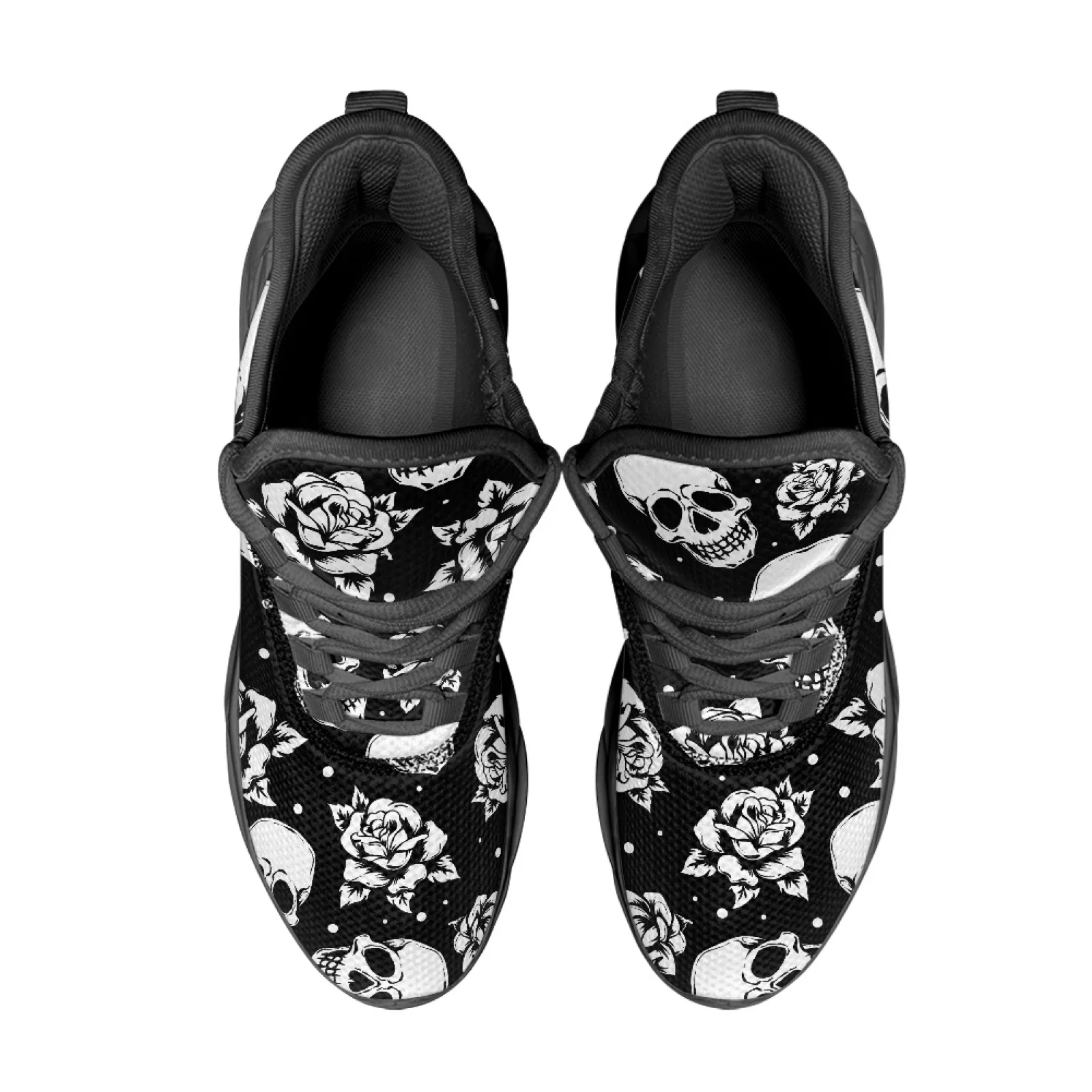 PENSTROLL Non Slip Running Shoes Breathable Men's Running Shoes for Walking Mens Skull Rose Print